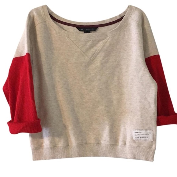 Marc By Marc Jacobs Tops - Marc Jacobs oatmeal and red sweatshirt